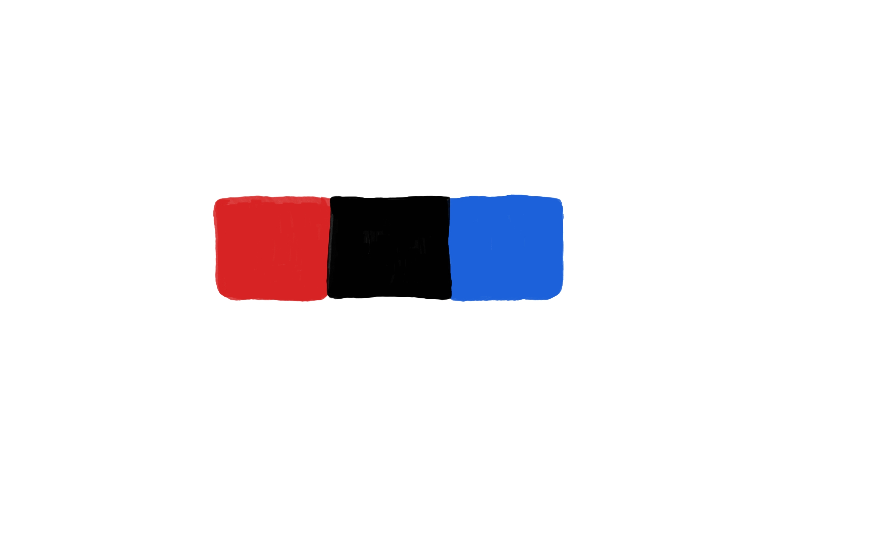 Hand-painted color field — red, black, and blue blocks from the installation